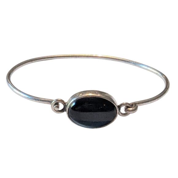 Sterling Silver Stamped OTC MX Onyx Modern Minimalist Bracelet 7.5 inches - Picture 9 of 9